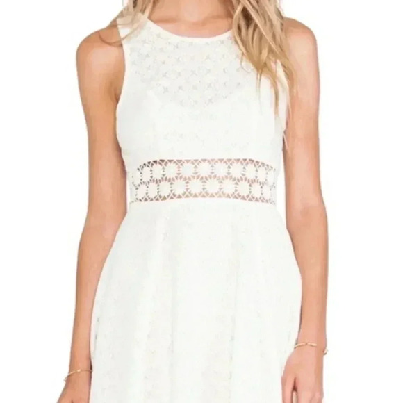 Free People Dresses & Skirts - Free People “Fitted with Daisies” Crochet & Lace Skater Dress